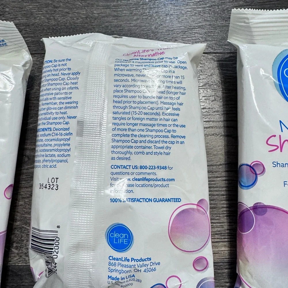 Lot of 5 No‎ Rinse Shampoo Cap Packs NEW